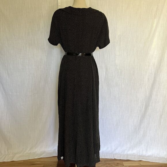 Vtg 90’s Dana Buchman Silk Black Polka Dot Midi Shirt Dress Size 14 Classic NOS - Picture 6 of 9